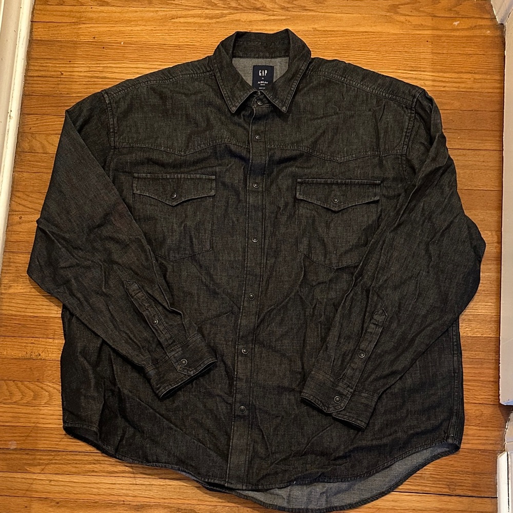 GAP Men's Dark Gray/Black Denim Shirt Jacket XL The BIG Shirt